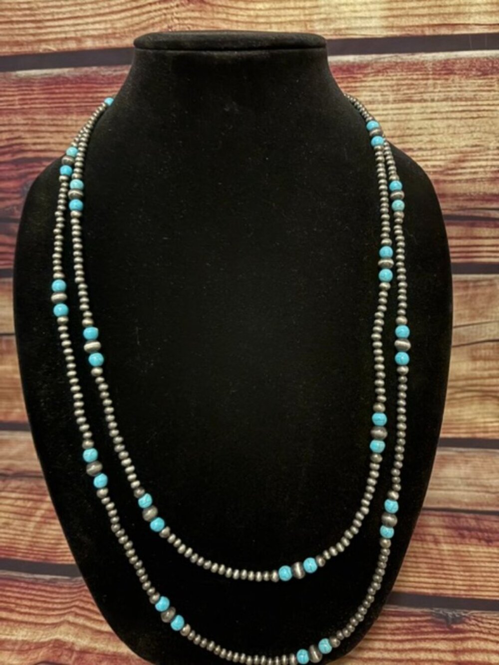 Lunar Deer Western Turquoise Beaded Layered Necklace Navajo Pearl style NWT
